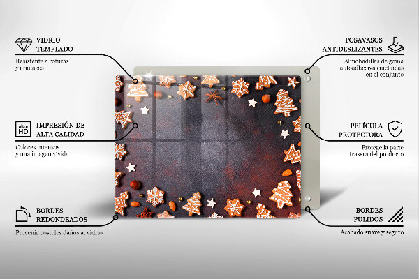 Tagliere in vetro Natale di pan di zenzero