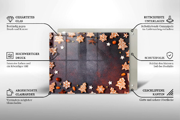 Tagliere in vetro Natale di pan di zenzero