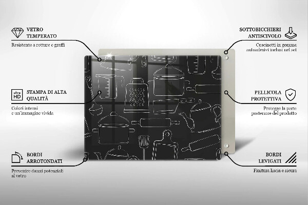 Tagliere in vetro Accessori da cucina dei cartoni animati
