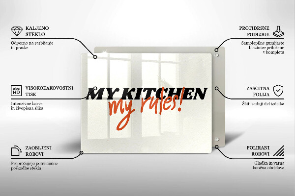 Tagliere in vetro My kitchen my rules