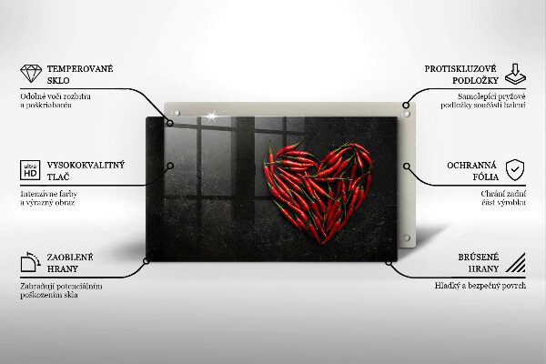 Tagliere in vetro Cuore di peperoncino