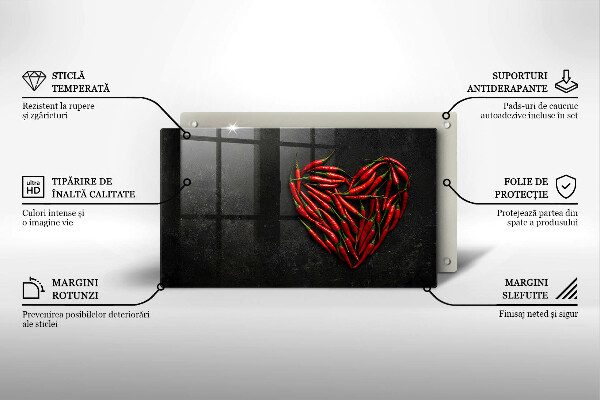 Tagliere in vetro Cuore di peperoncino
