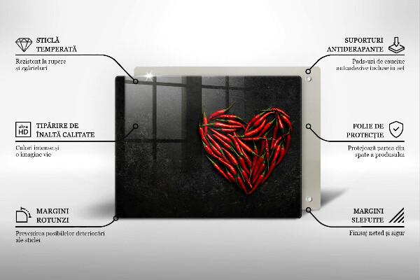 Tagliere in vetro Cuore di peperoncino