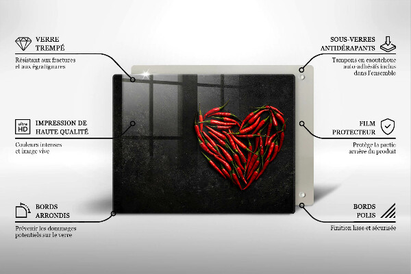 Tagliere in vetro Cuore di peperoncino