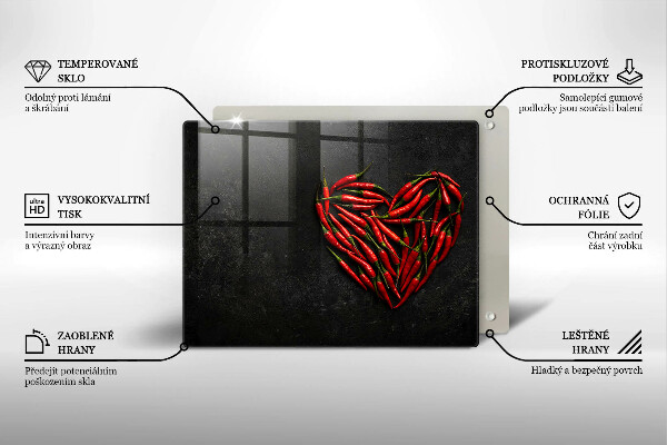 Tagliere in vetro Cuore di peperoncino