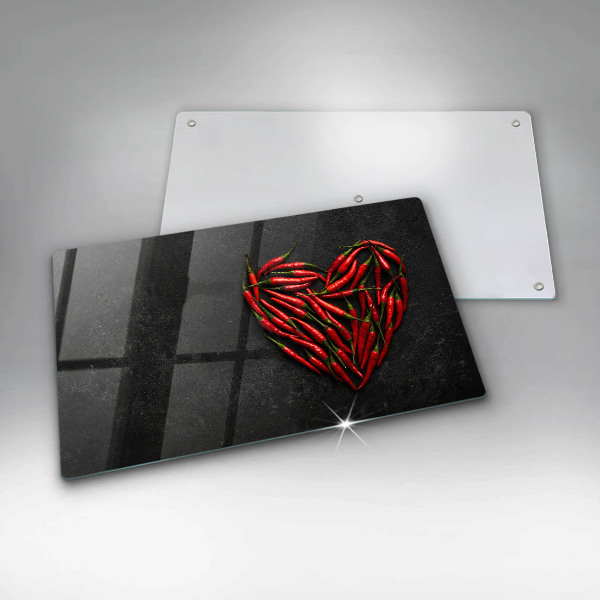Tagliere in vetro Cuore di peperoncino