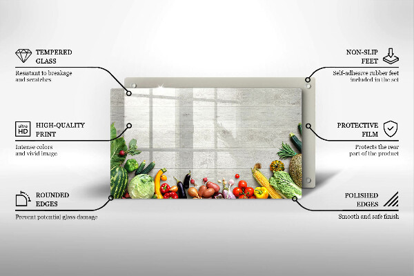 Tagliere in vetro Verdure su tavole