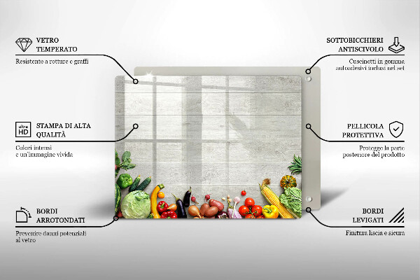 Tagliere in vetro Verdure su tavole