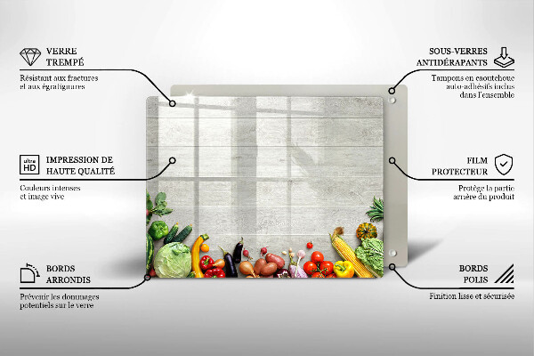 Tagliere in vetro Verdure su tavole