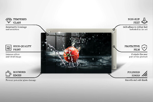 Tagliere in vetro Pomodoro in acqua