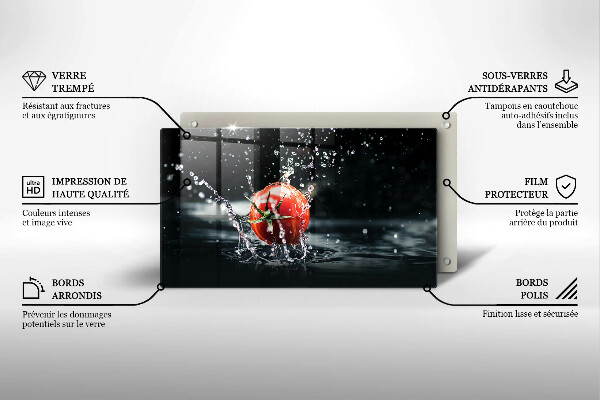 Tagliere in vetro Pomodoro in acqua