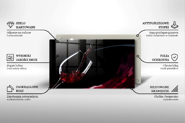 Tagliere in vetro temperato Un bicchiere di vino rosso