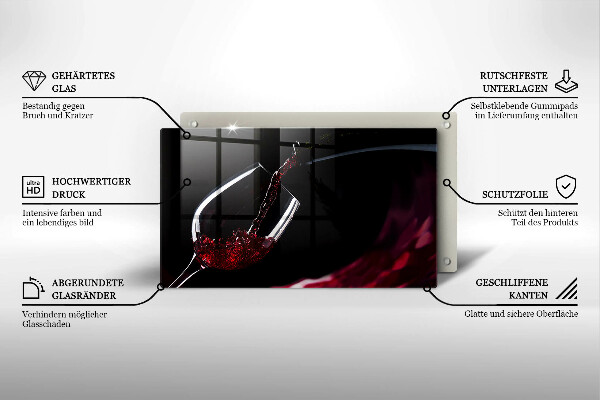 Tagliere in vetro temperato Un bicchiere di vino rosso