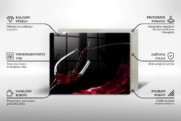 Tagliere in vetro temperato Un bicchiere di vino rosso