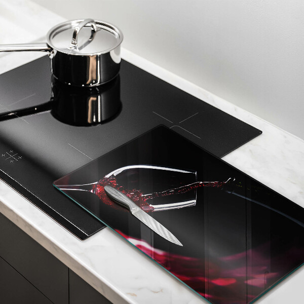 Tagliere in vetro temperato Un bicchiere di vino rosso