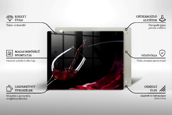 Tagliere in vetro temperato Un bicchiere di vino rosso