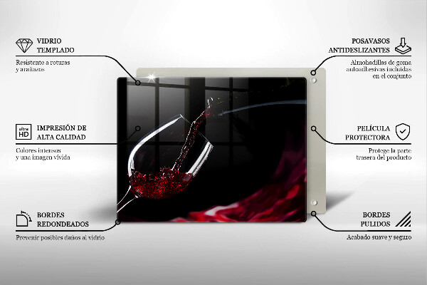 Tagliere in vetro temperato Un bicchiere di vino rosso