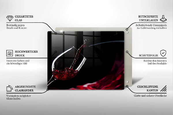 Tagliere in vetro temperato Un bicchiere di vino rosso