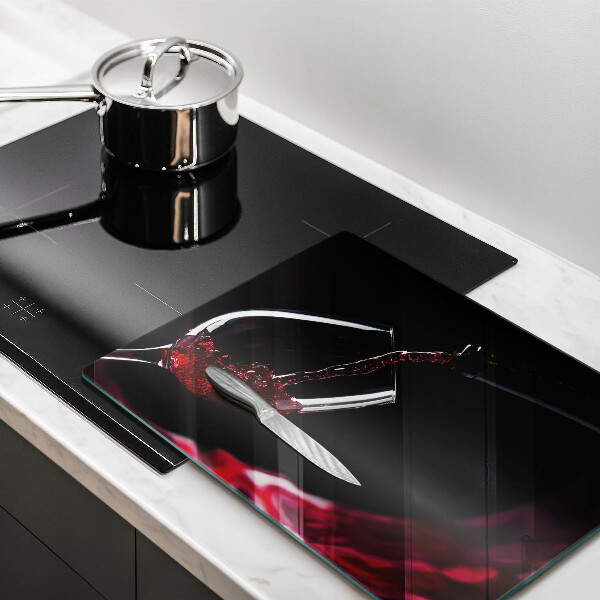 Tagliere in vetro temperato Un bicchiere di vino rosso