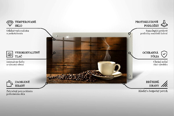 Tagliere in vetro temperato Tazzina da caffè in legno