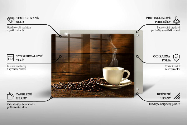 Tagliere in vetro temperato Tazzina da caffè in legno