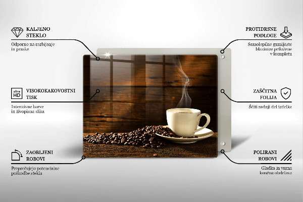 Tagliere in vetro temperato Tazzina da caffè in legno