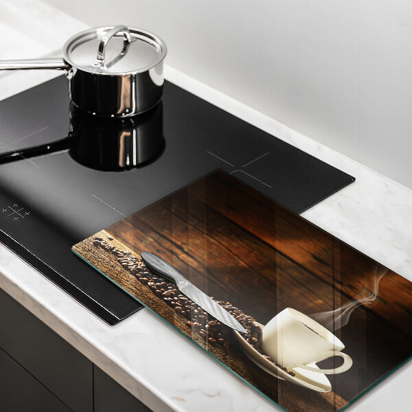 Tagliere in vetro temperato Tazzina da caffè in legno