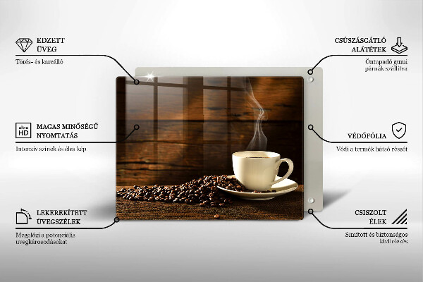 Tagliere in vetro temperato Tazzina da caffè in legno