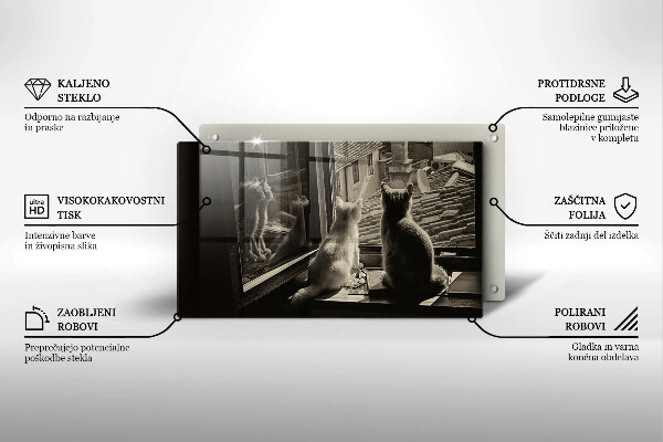 Tagliere in vetro temperato Città e finestra dei gatti