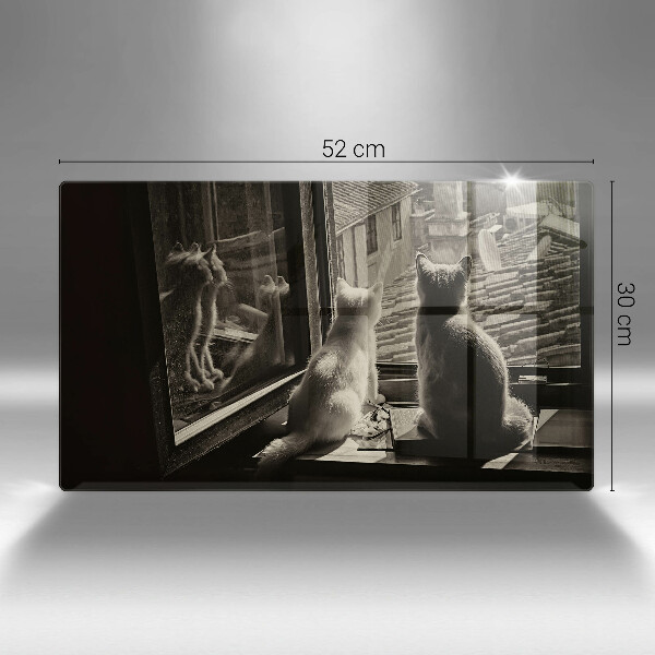 Tagliere in vetro temperato Città e finestra dei gatti