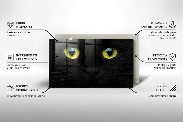 Tagliere in vetro temperato Occhi di gatto animale