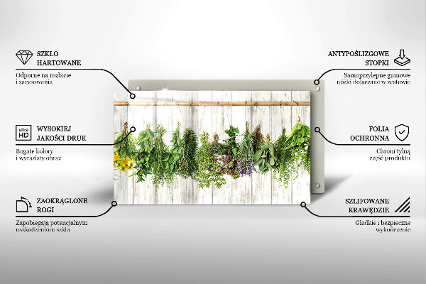 Tagliere in vetro temperato Erbe e piante essiccate