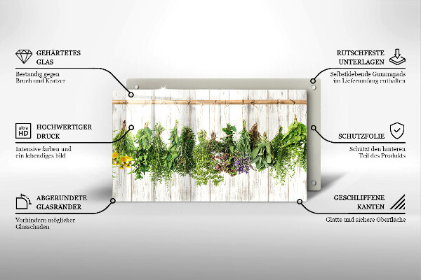 Tagliere in vetro temperato Erbe e piante essiccate