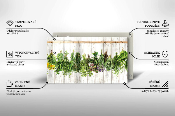 Tagliere in vetro temperato Erbe e piante essiccate