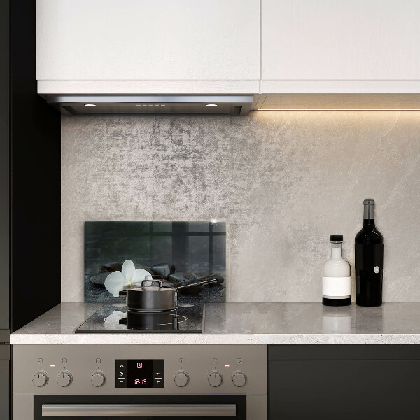 Tagliere in vetro Pietre Zen fiore bianco