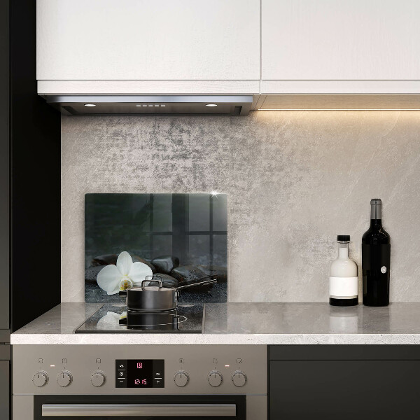 Tagliere in vetro Pietre Zen fiore bianco