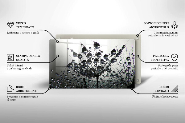 Tagliere in vetro temperato Denti di leone e rugiada
