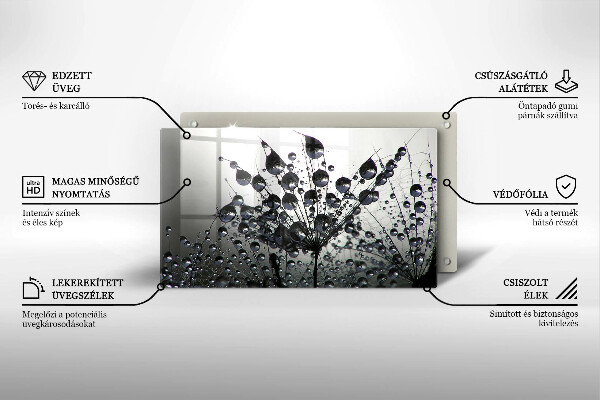Tagliere in vetro temperato Denti di leone e rugiada