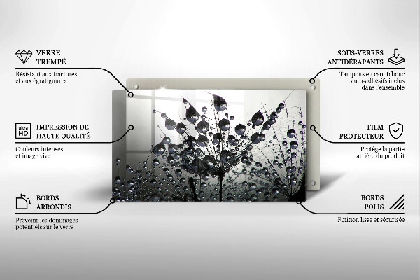 Tagliere in vetro temperato Denti di leone e rugiada
