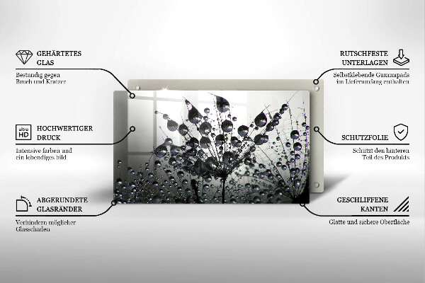 Tagliere in vetro temperato Denti di leone e rugiada