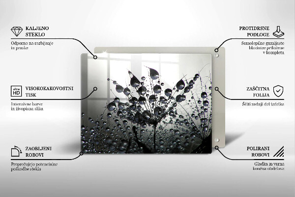 Tagliere in vetro temperato Denti di leone e rugiada