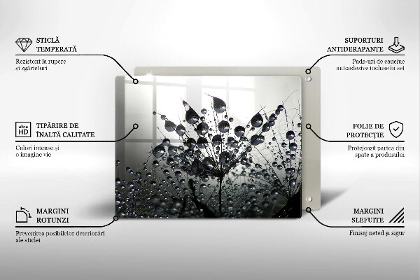 Tagliere in vetro temperato Denti di leone e rugiada