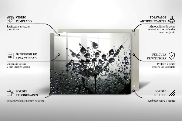 Tagliere in vetro temperato Denti di leone e rugiada
