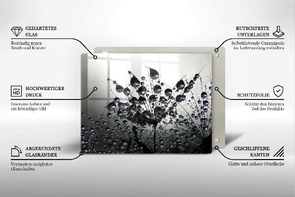 Tagliere in vetro temperato Denti di leone e rugiada