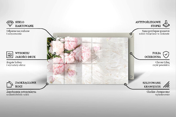 Tagliere in vetro temperato Delicati fiori di rose