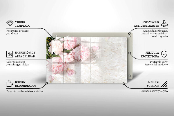 Tagliere in vetro temperato Delicati fiori di rose
