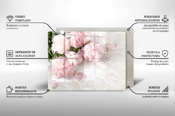 Tagliere in vetro temperato Delicati fiori di rose