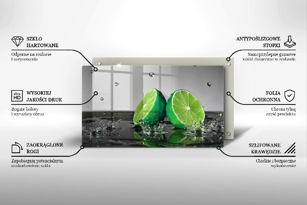 Tagliere in vetro Lime succosi e acqua