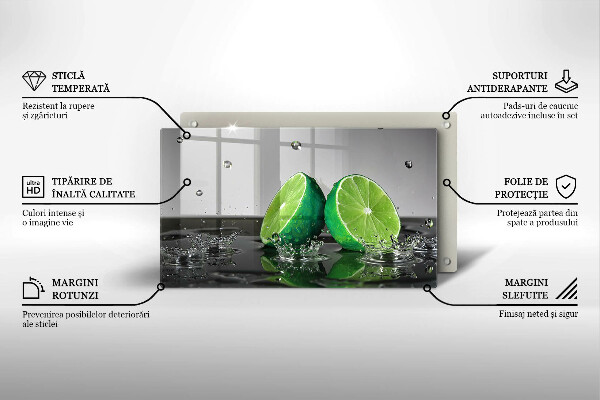 Tagliere in vetro Lime succosi e acqua