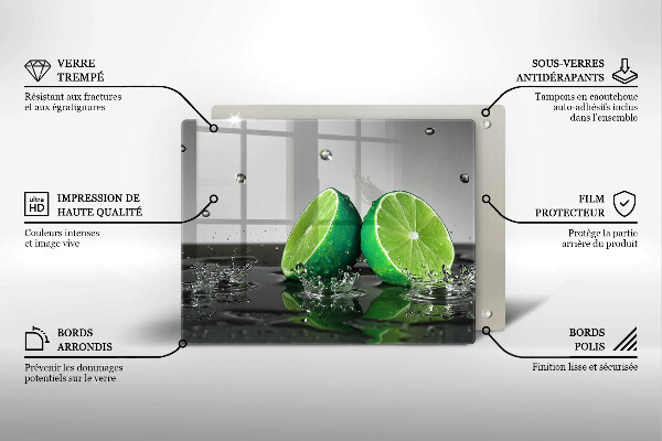 Tagliere in vetro Lime succosi e acqua